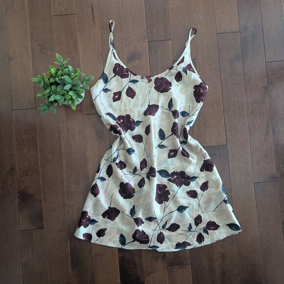 LA SENZA ROSE PRINT VINTAGE SILKY SATIN SLIP DRESS - Picture 1 of 2